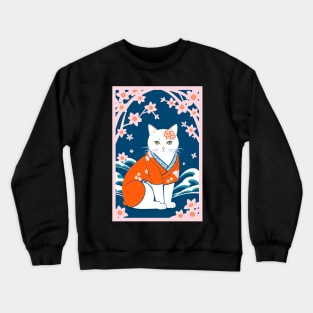 Stylized Japanese Cat Crewneck Sweatshirt